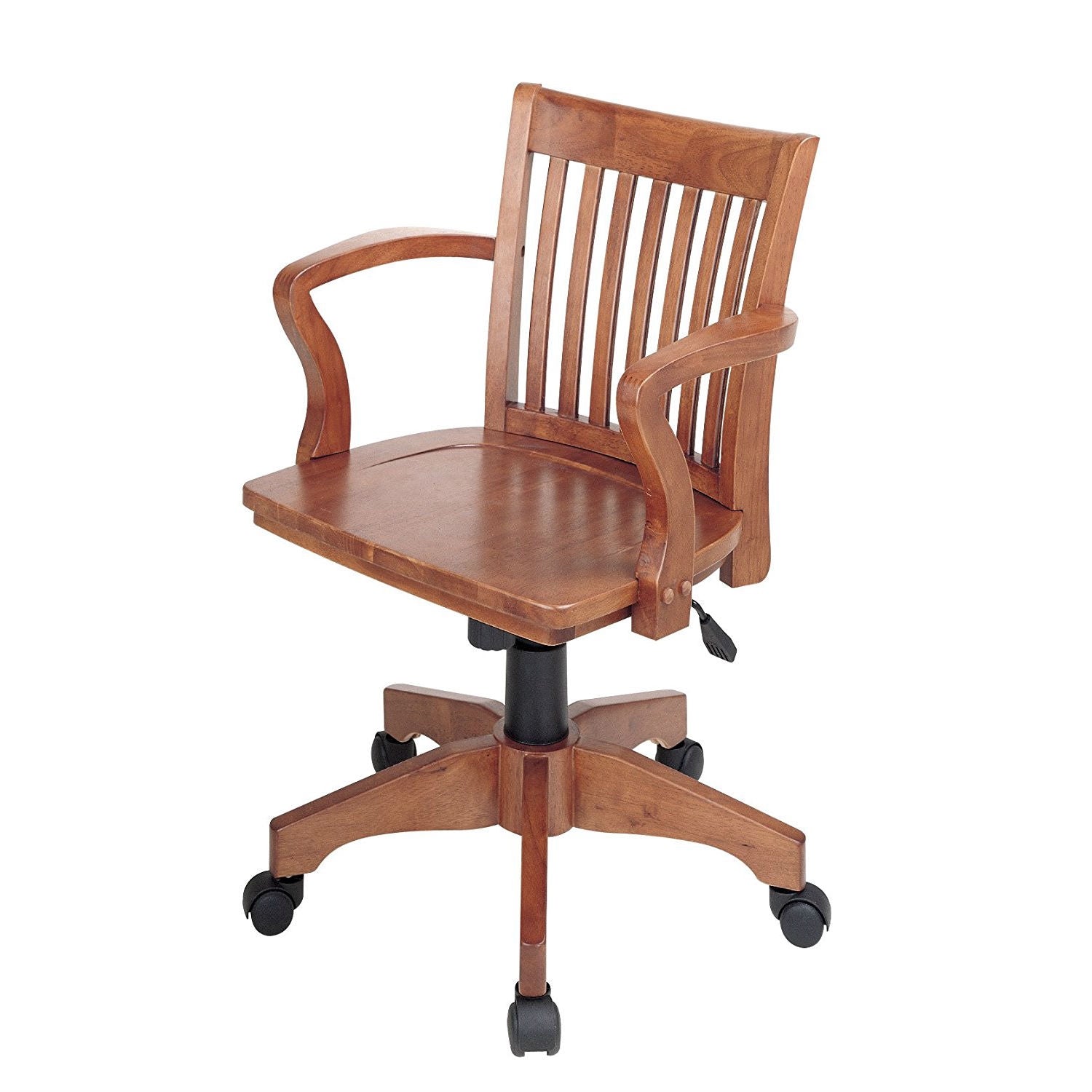 Classic Wooden Bankers Chair with Wood Seat and Arms-0