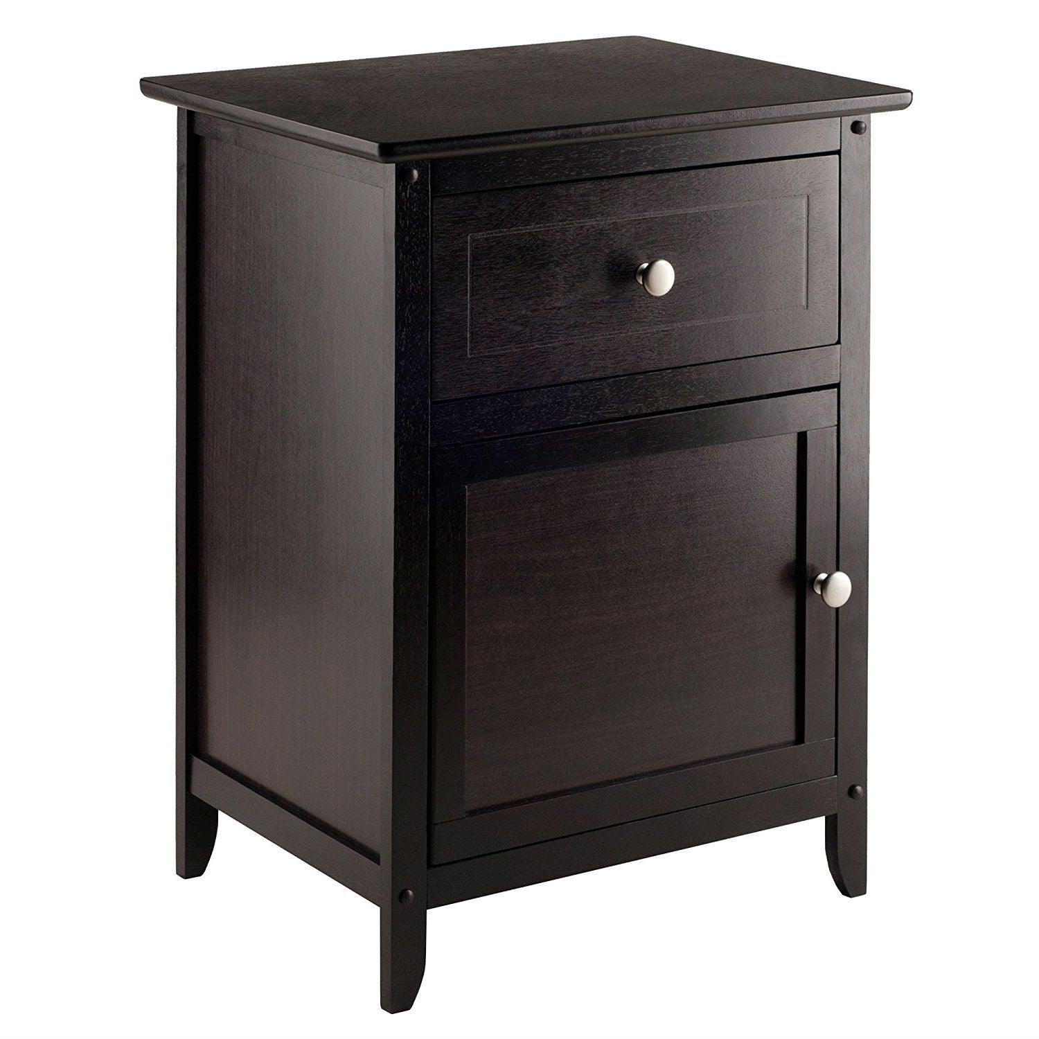 Espresso Wood End Table Nightstand Accent Table - PRHOMZ