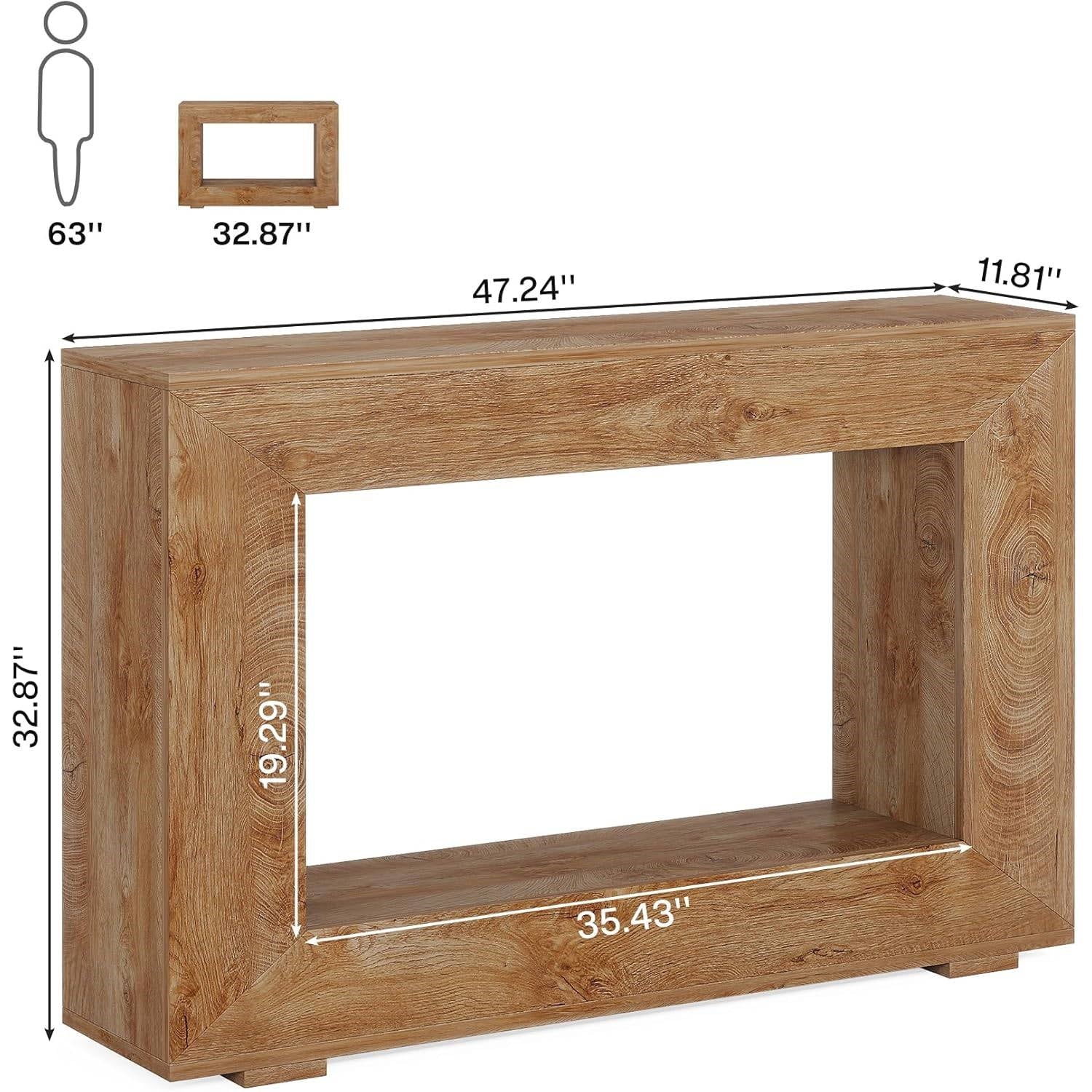 Modern Farmhouse 47-inch Long Entryway or Sofa Table in Brown Wood Finish-4