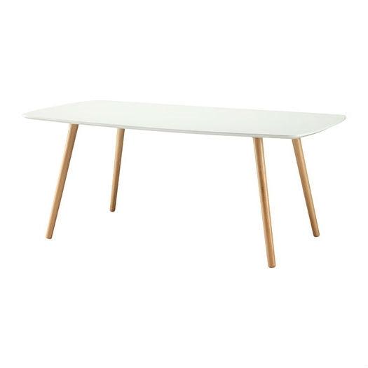 White Top Mid-Century Coffee Table with Solid Wood Legs - PRHOMZ