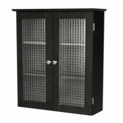 Bathroom Wall Cabinet with Two Glass Doors in Dark Espresso - PRHOMZ