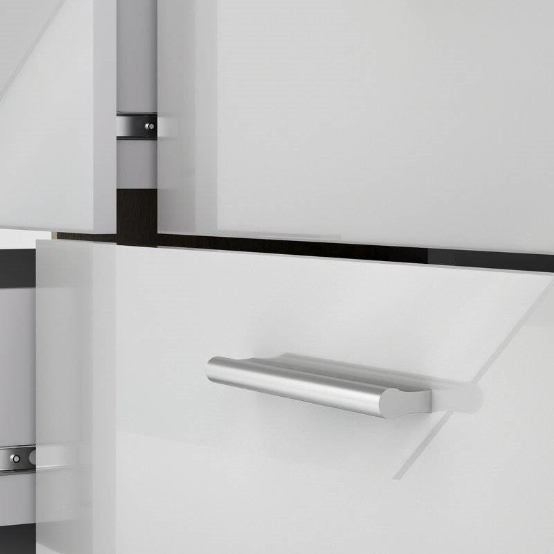 White Modern Bedroom 8-Drawer Double Dresser with Oak Finish Sides and Top - PRHOMZ