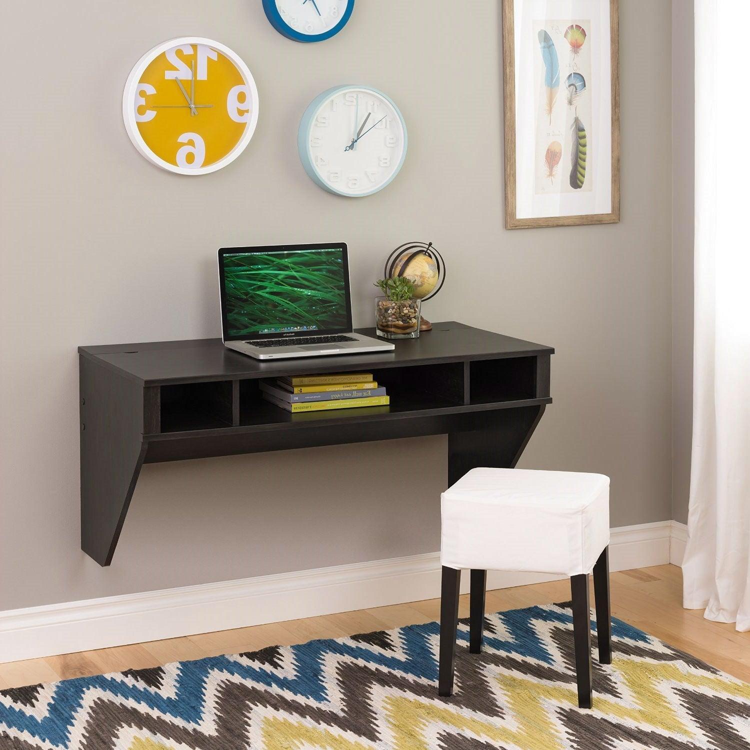 Contemporary Space Saver Floating Style Laptop Desk in Ebony - PRHOMZ