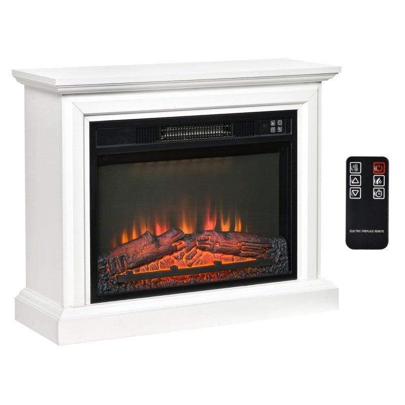 31 inch White Electric Fireplace Heater Dimmable Flame Effect and Mantel w/ Remote Control - PRHOMZ