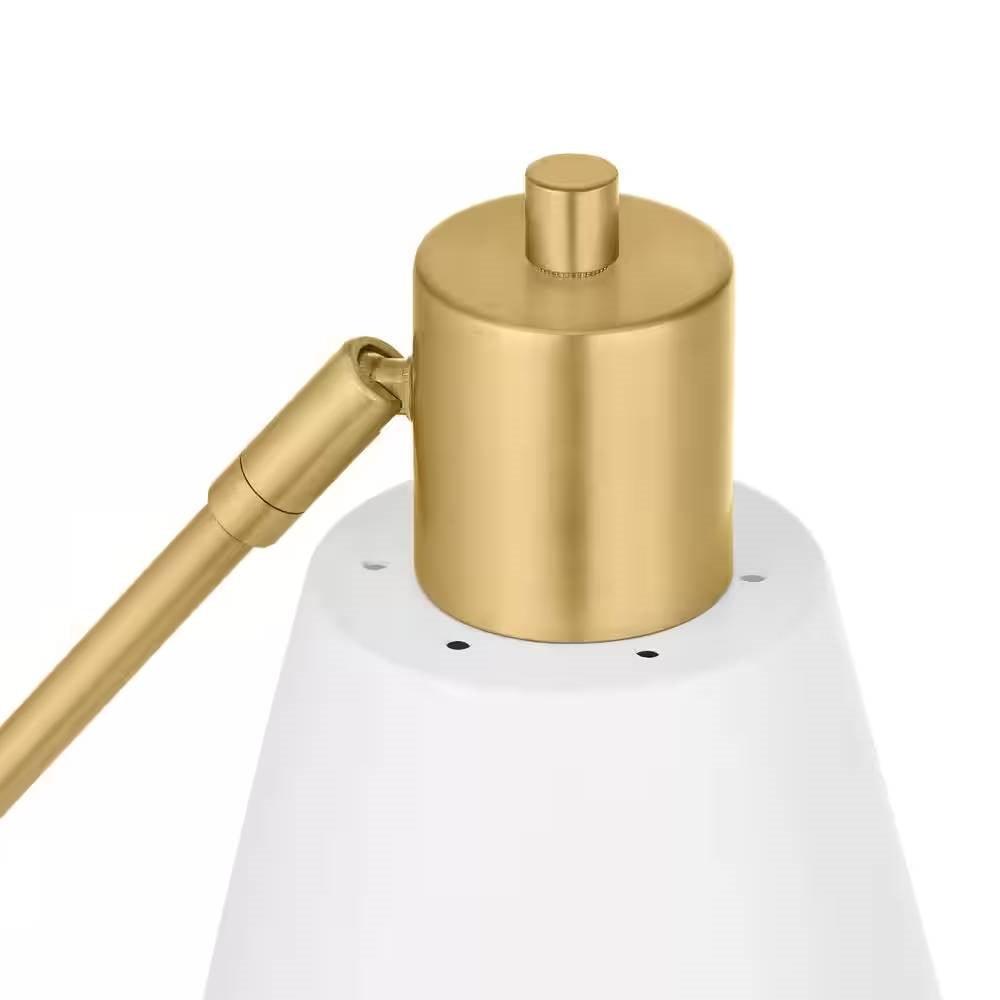 Simple Modern Gold Metal Finish Desk Light Table Lamp with White Shade - PRHOMZ