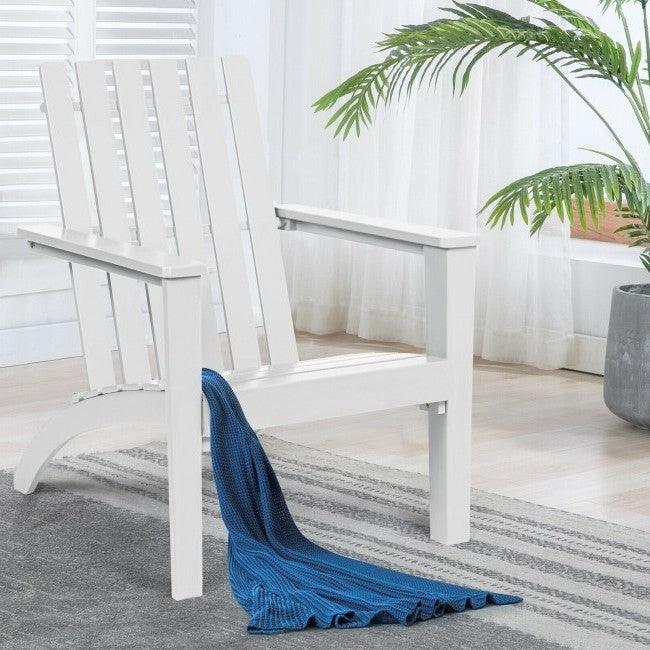 Indoor/Outdoor Acacia Wood Adirondack Lounge Armchair - White - PRHOMZ