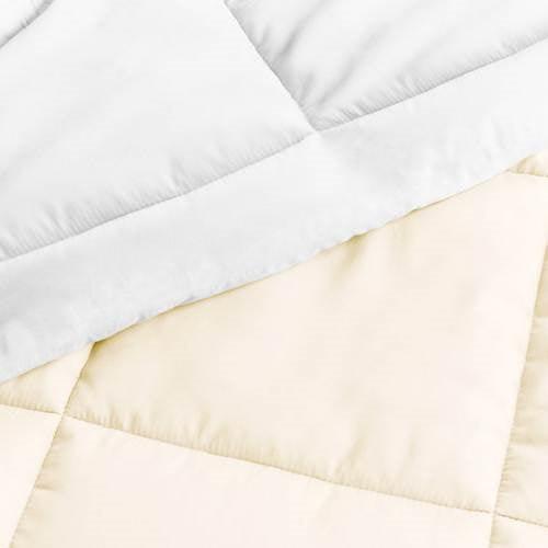 Full/Queen size 3-Piece Microfiber Reversible Comforter Set in White and Cream - PRHOMZ