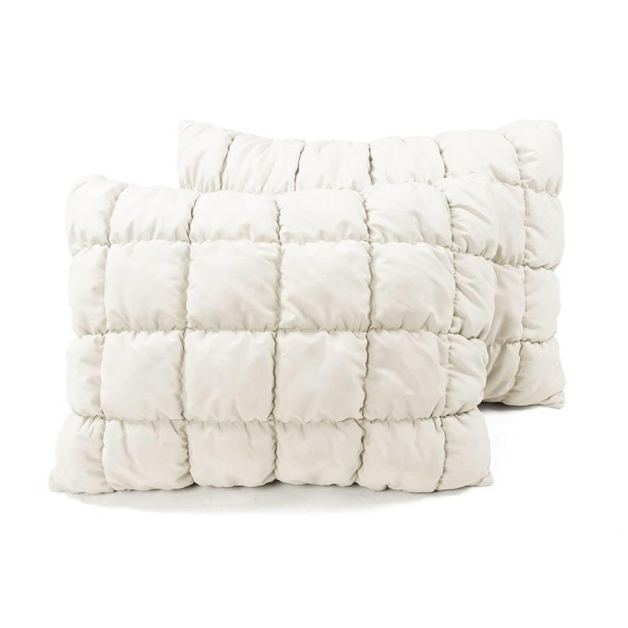 Full/Queen Soft Lightweight Puff Textured 3-Piece Comforter Set in Off White - PRHOMZ