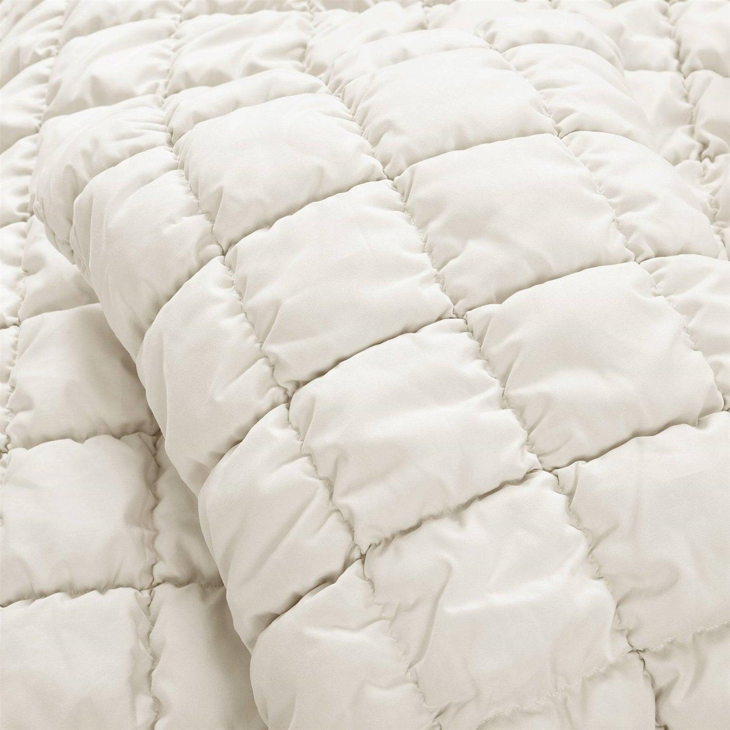 Full/Queen Soft Lightweight Puff Textured 3-Piece Comforter Set in Off White - PRHOMZ