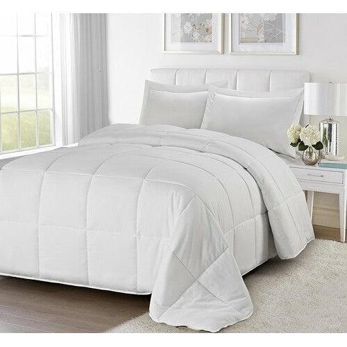 King/Cal King Traditional Microfiber Reversible Comforter Set in White - PRHOMZ