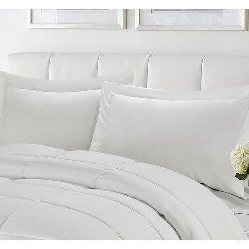 King/Cal King Traditional Microfiber Reversible Comforter Set in White - PRHOMZ