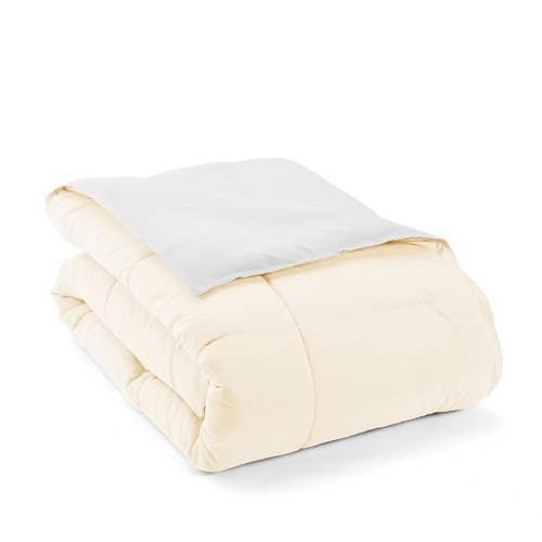 King/Cal King 3-Piece Microfiber Reversible Comforter Set in White and Cream - PRHOMZ