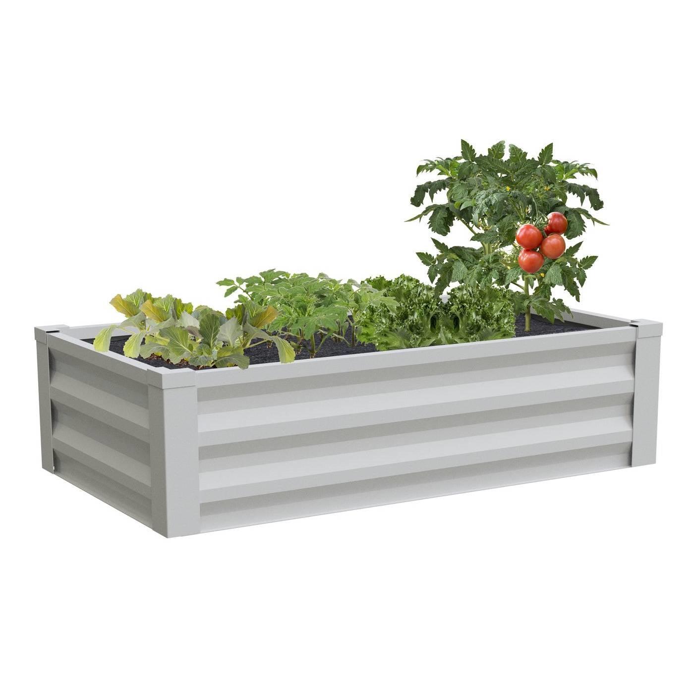 White Powder Coated Metal Raised Garden Bed Planter Made In USA - PRHOMZ