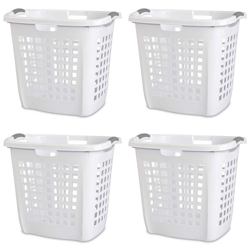 Set of 4 Heavy Duty Plastic Laundry Hamper Dirty Clothes Basket-0
