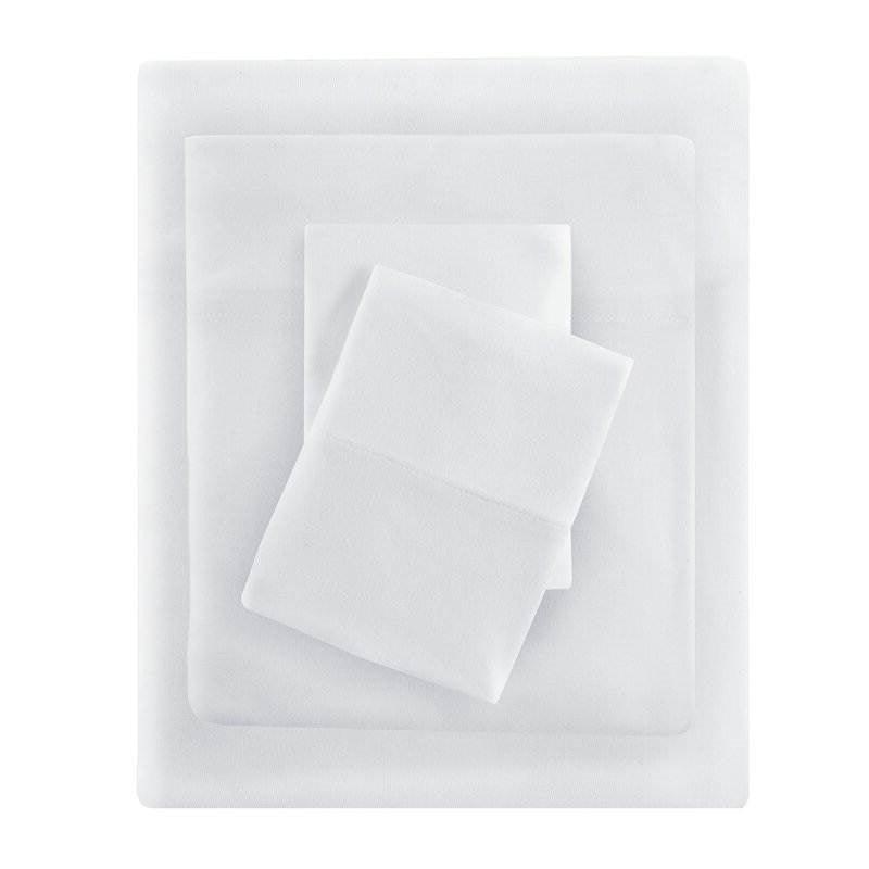 Twin Size 4-Piece Cotton Blend Jersey Sheet Set in White - PRHOMZ