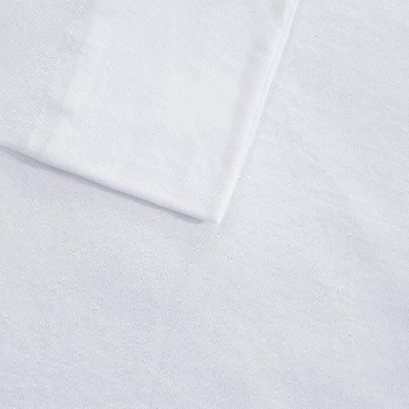 Twin Size 4-Piece Cotton Blend Jersey Sheet Set in White - PRHOMZ