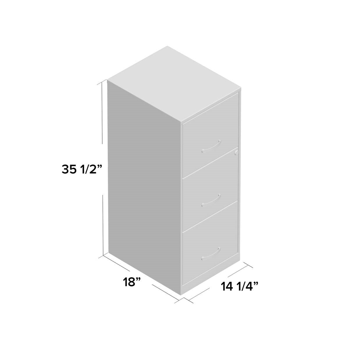 White Metal 3-Drawer Vertical File Cabinet with 2 Locking Drawers-4