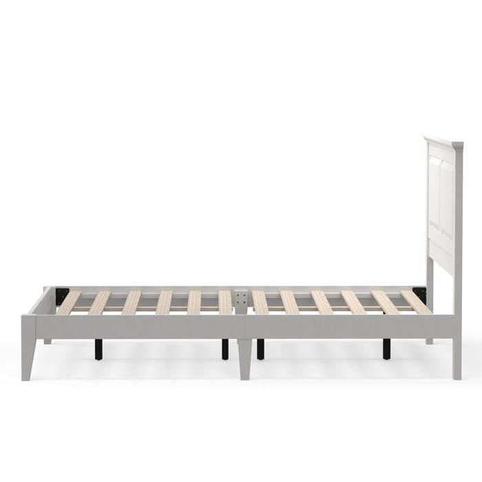 Full Traditional Solid Oak Wooden Platform Bed Frame with Headboard in White - PRHOMZ