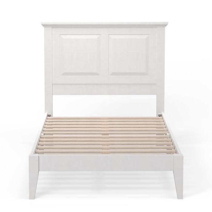 Twin Traditional Solid Oak Wooden Platform Bed Frame with Headboard in White - PRHOMZ