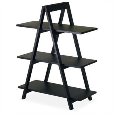 Modern 3-Tier A-Frame Display Shelf Bookcase in Black - PRHOMZ
