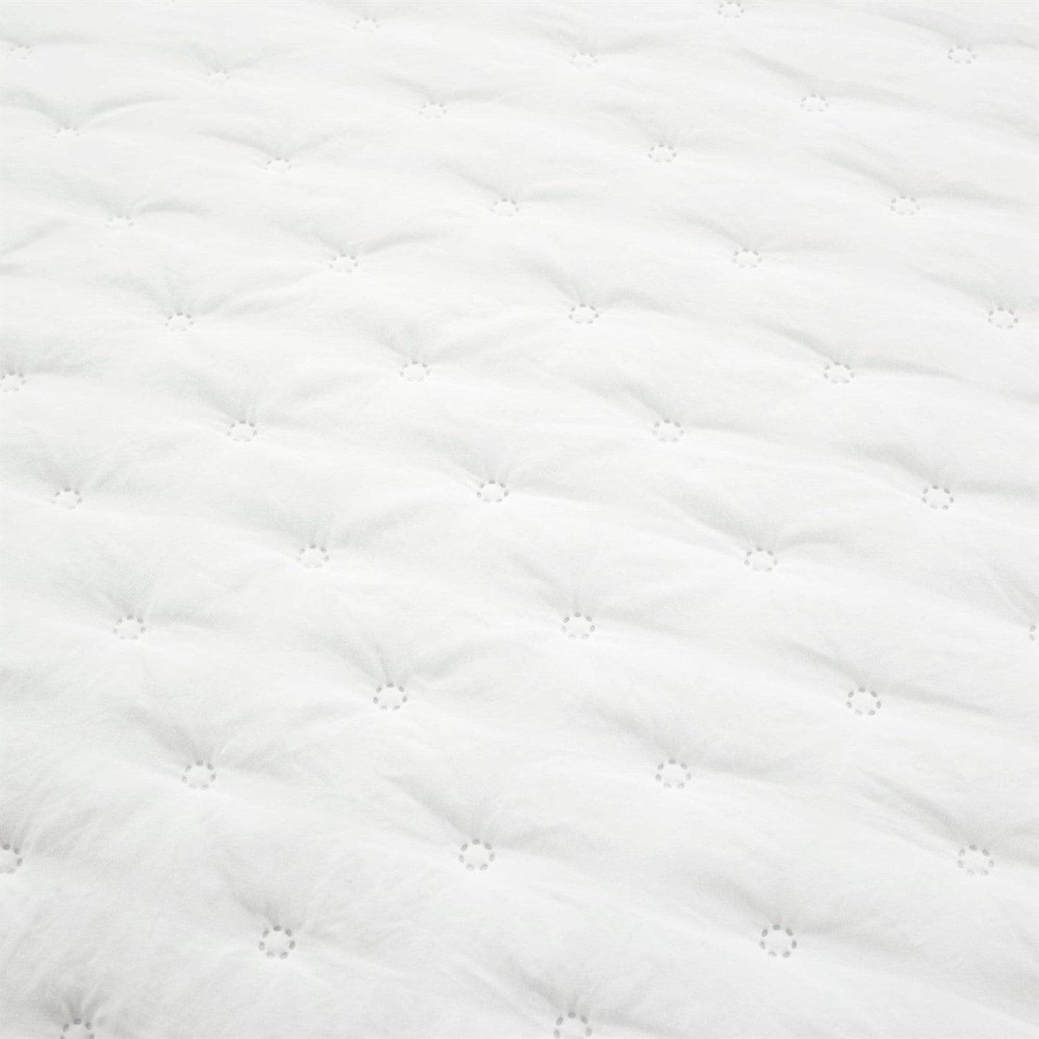 King Size Lightweight White Ruffle Reversible Oversized 3 Piece Quilt Set - PRHOMZ