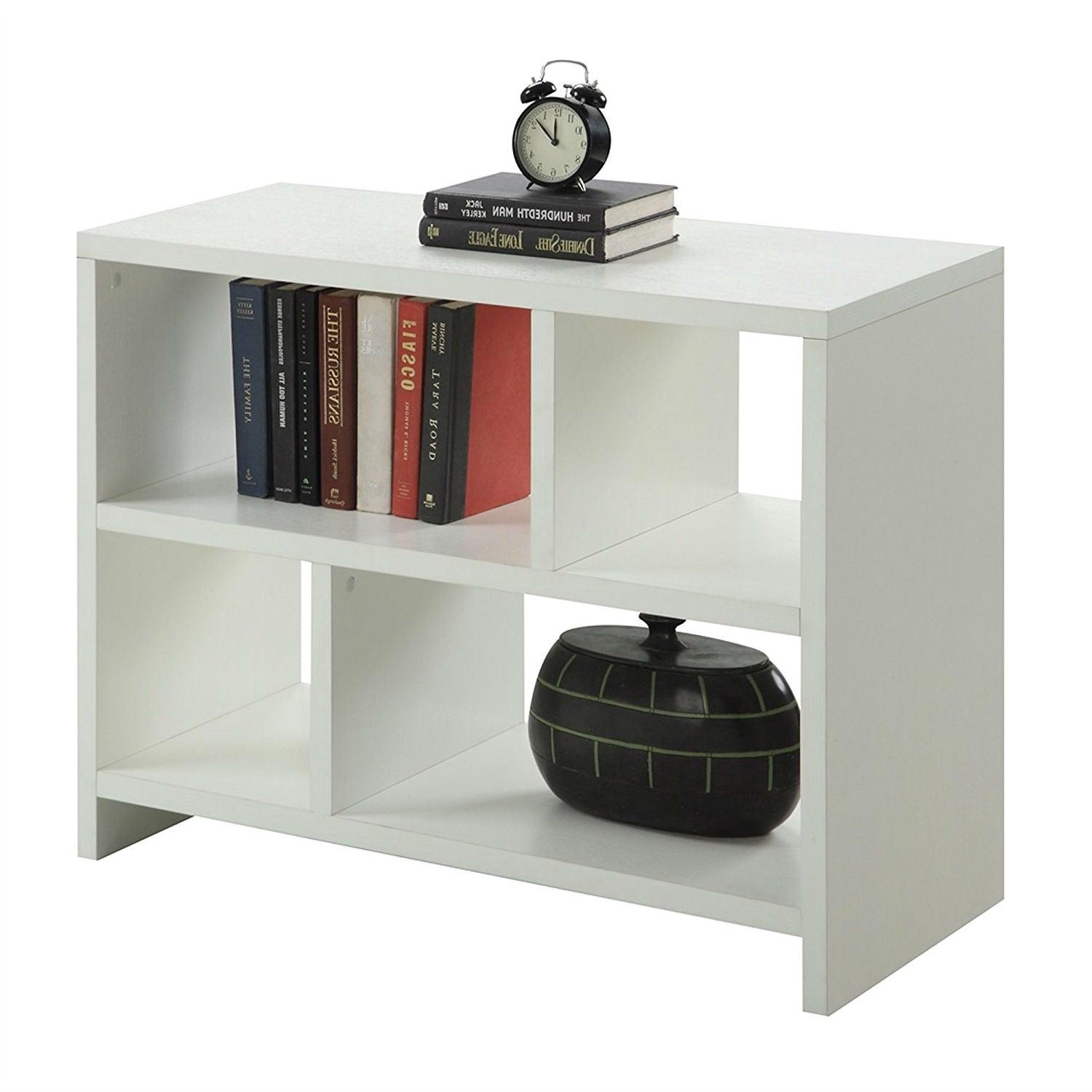 White 2-Shelf Modern Bookcase Console Table - PRHOMZ