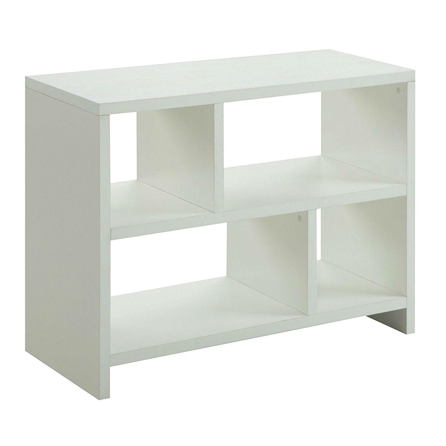 White 2-Shelf Modern Bookcase Console Table - PRHOMZ