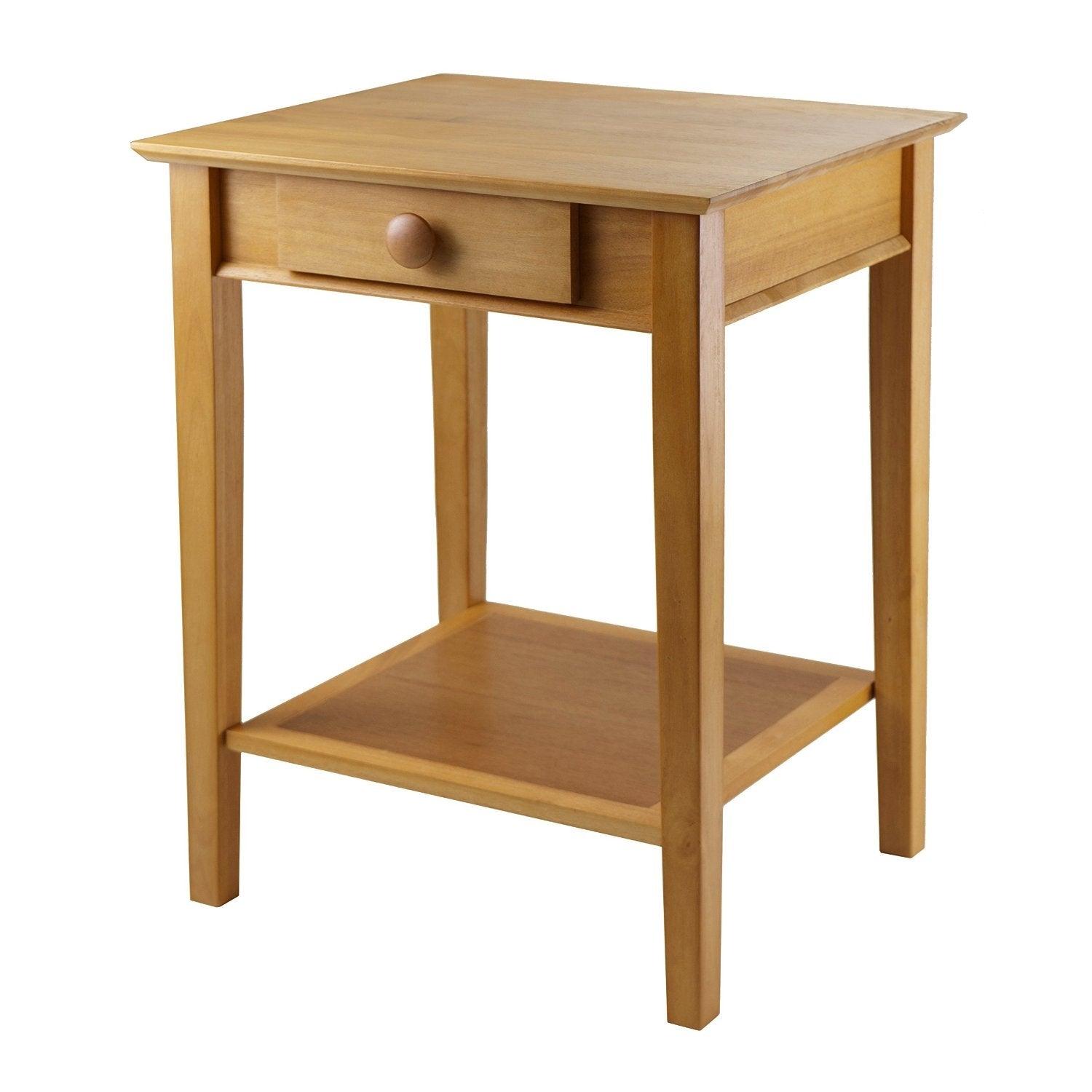 Modular Wooden Printer Stand with Drawer and Bottom Shelf in Honey - PRHOMZ