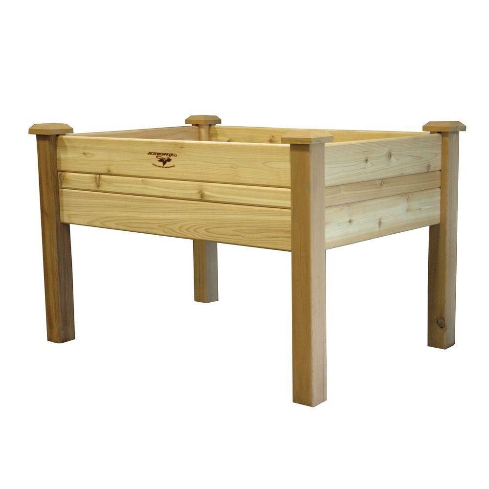 Elevated 2Ft x 4-Ft Cedar Wood Raised Garden Bed Planter Box - Unfinished - PRHOMZ