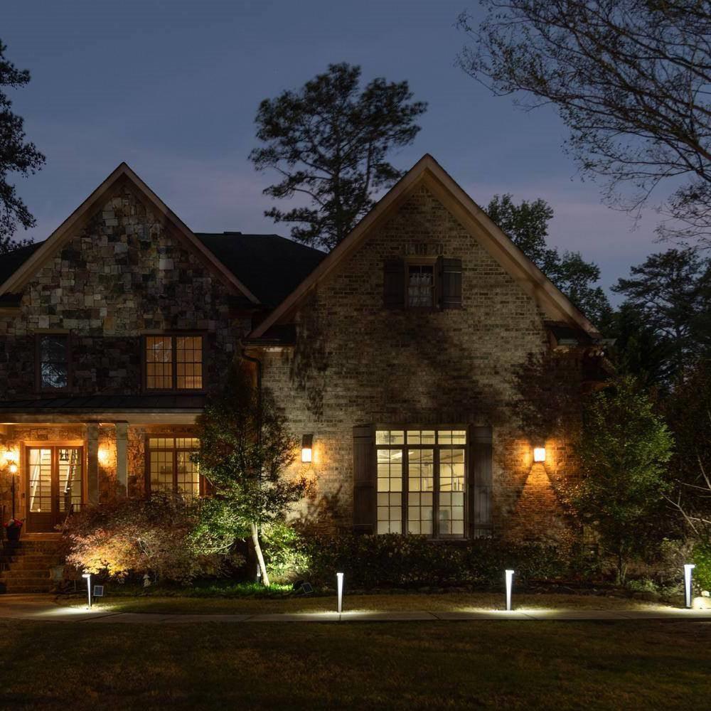 Set of 2 - Modern Outdoor Solar Light White LED Path Outdoor Yard Lighting - PRHOMZ