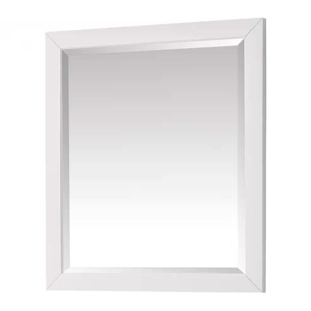 32-in x 28-in Bathroom Wall Mirror with White Solid Wood Frame - PRHOMZ