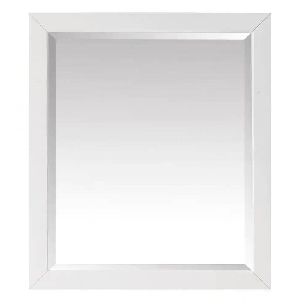 32-in x 28-in Bathroom Wall Mirror with White Solid Wood Frame - PRHOMZ