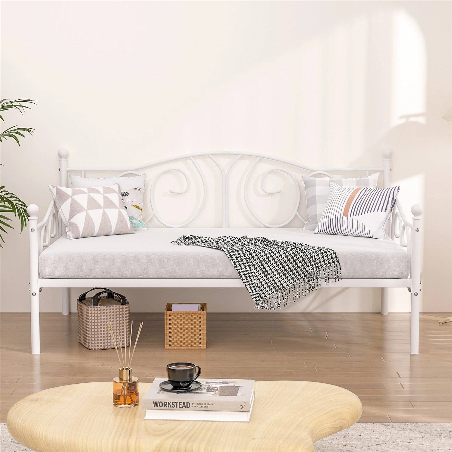 Twin size Victorian White Metal Daybed Frame - 350 lbs. Weight Capacity-2