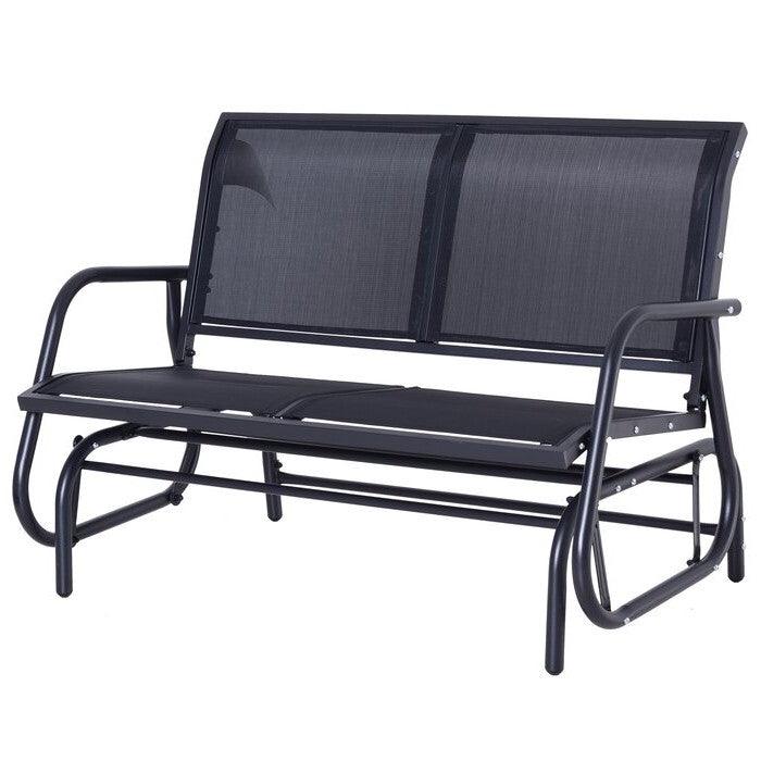 2 Seater Mesh Outdoor Patio Swing Glider Dark Gray - PRHOMZ