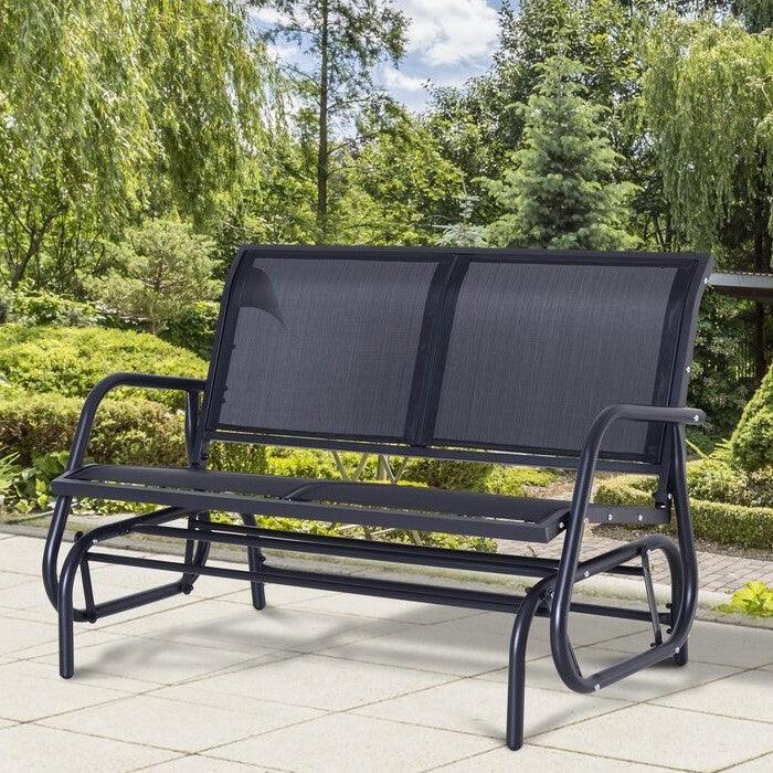 2 Seater Mesh Outdoor Patio Swing Glider Dark Gray - PRHOMZ