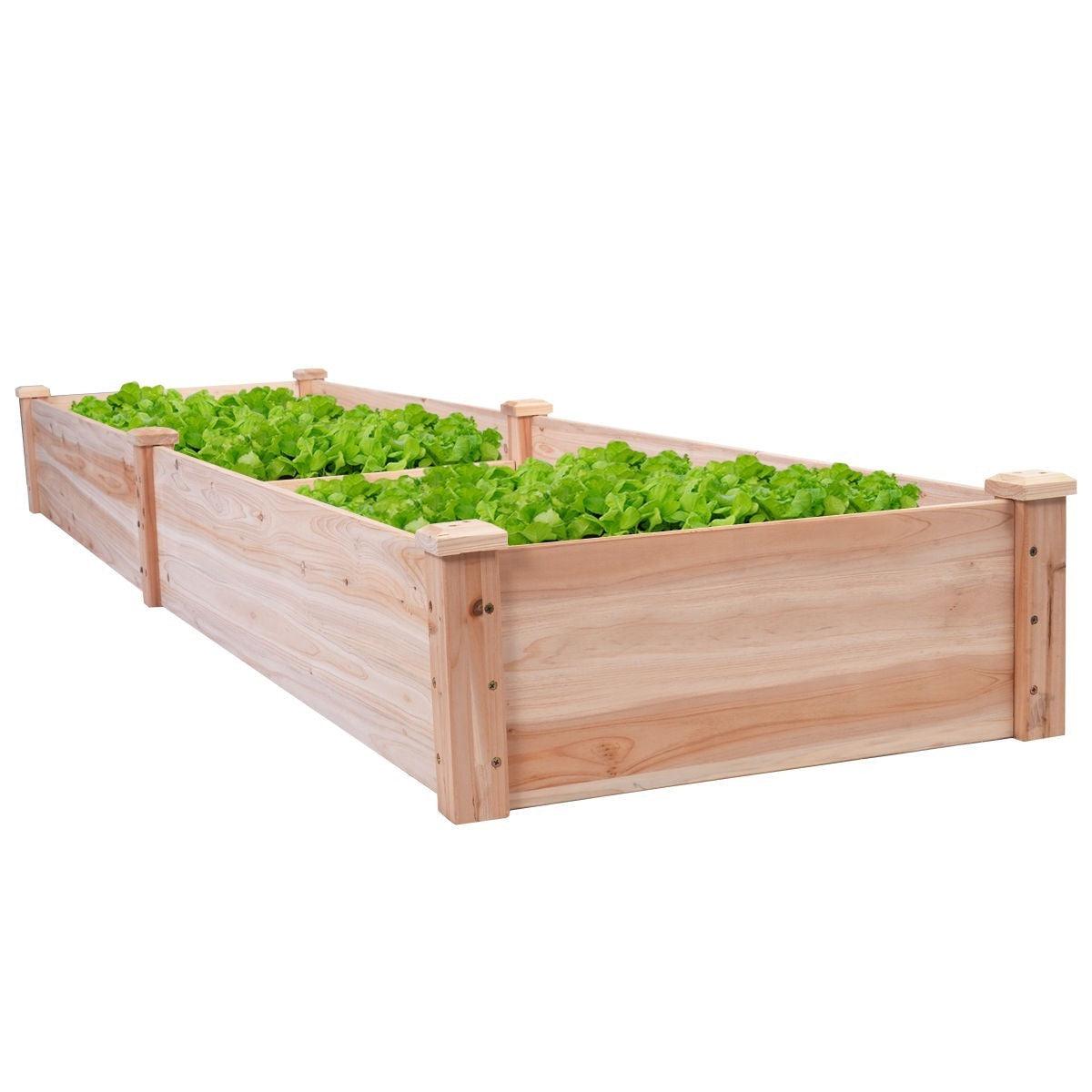Solid Wood 8 ft x 2 ft Raised Garden Bed Planter - PRHOMZ