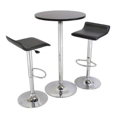 Set of 2 Modern Air-Lift Adjustable Bar Stools with Black Seat - PRHOMZ