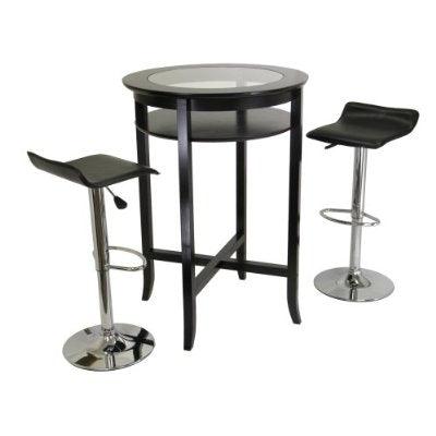 Set of 2 Modern Air-Lift Adjustable Bar Stools with Black Seat - PRHOMZ