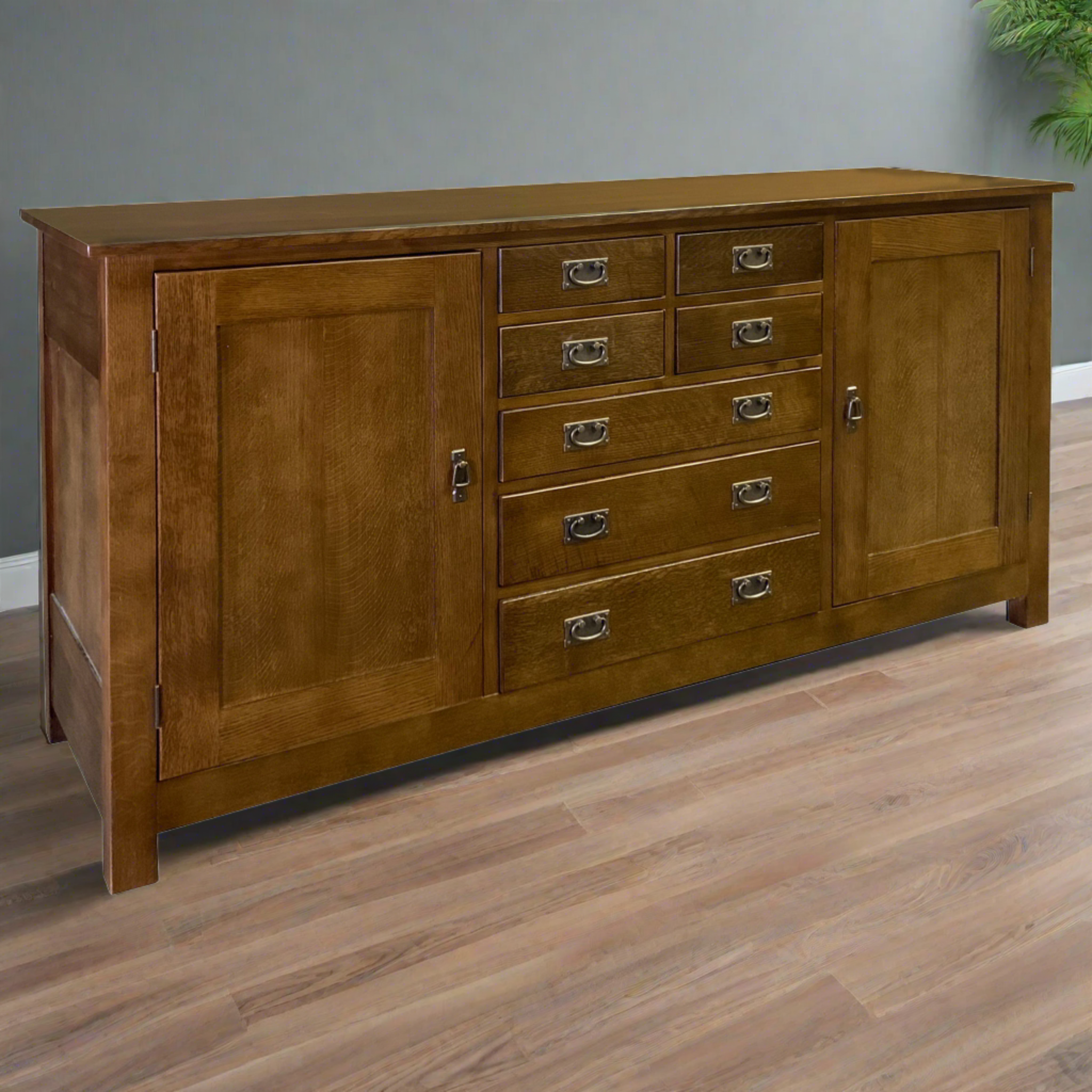 Mission 7 Drawer Sideboard with 2 Doors - Walnut (AW) - 82"