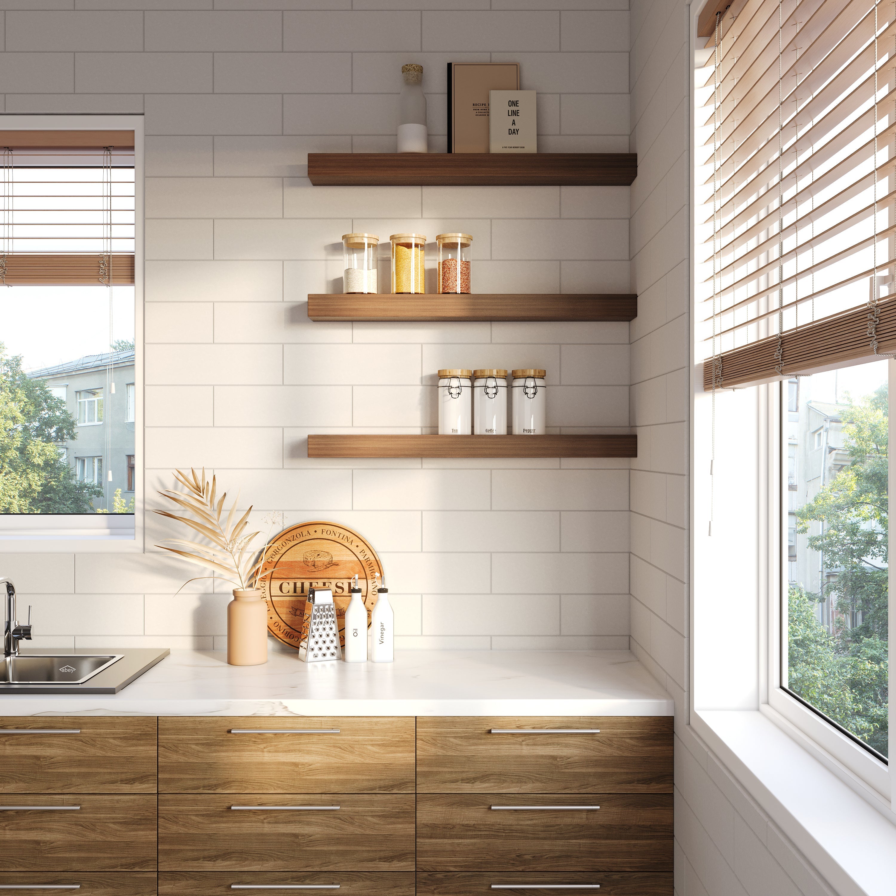 Real Wood Floating Kitchen Shelves