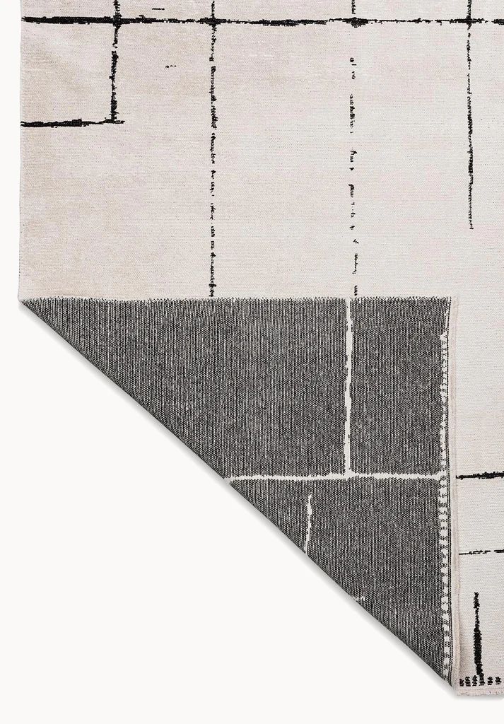 Black Thin Striped Cream Rug - Minimalist Area Rug | Alpken
