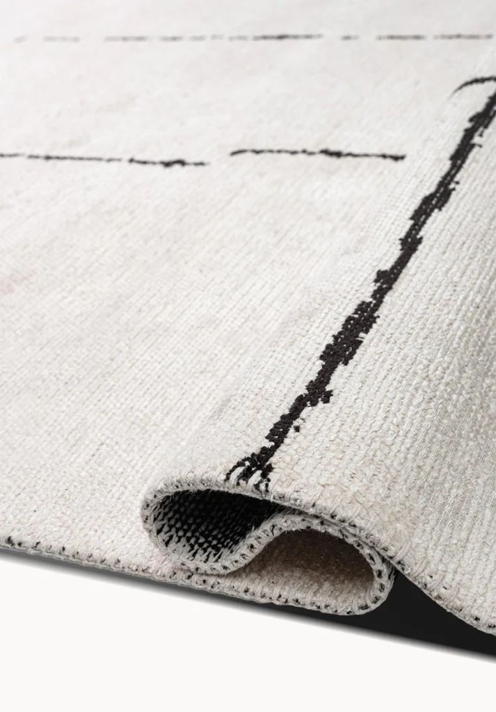 Black Thin Striped Cream Rug - Minimalist Area Rug | Alpken