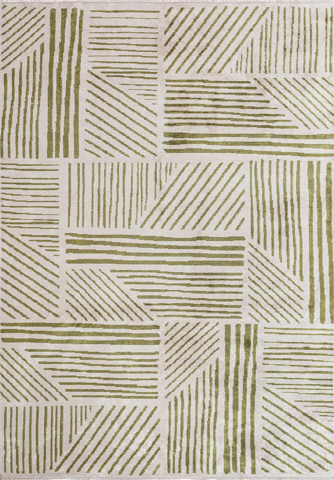Green Meadow Patterned White Rug - Nature-Inspired Area Rug | Alpken