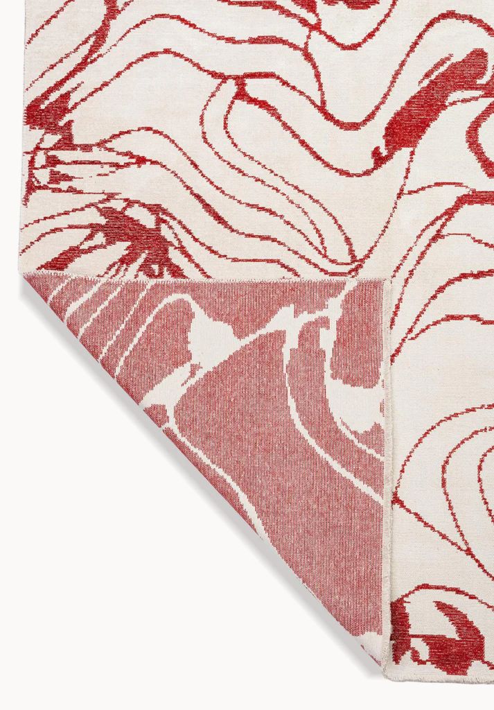 Red Motif Cream Rug - Decorative Pattern Area Rug | Alpken