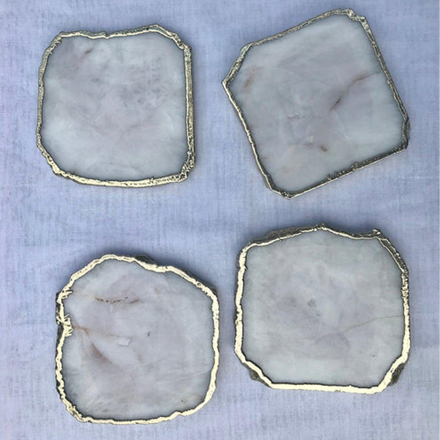 White Agate - Set of 4 large Coasters/Personalised Momentos - PRHOMZ