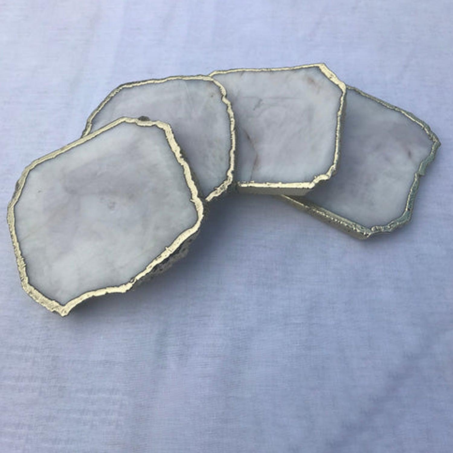 White Agate - Set of 4 large Coasters/Personalised Momentos - PRHOMZ