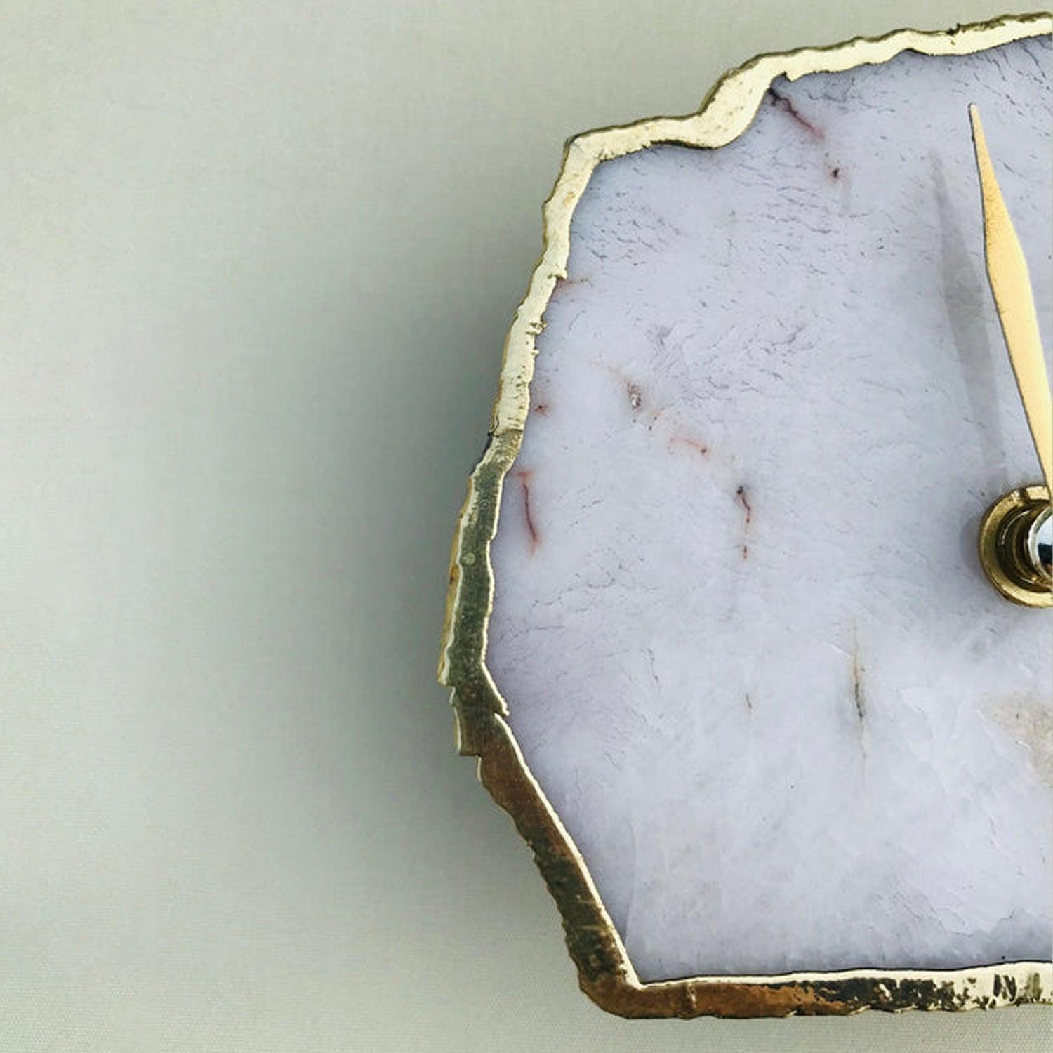 White Agate Desk/Wall Clock/Personalised Momento - PRHOMZ