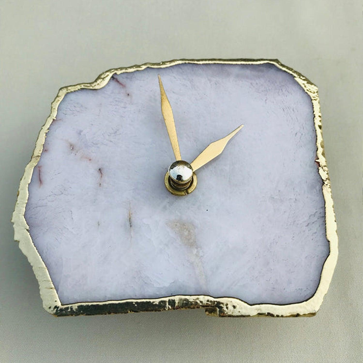 White Agate Desk/Wall Clock/Personalised Momento - PRHOMZ