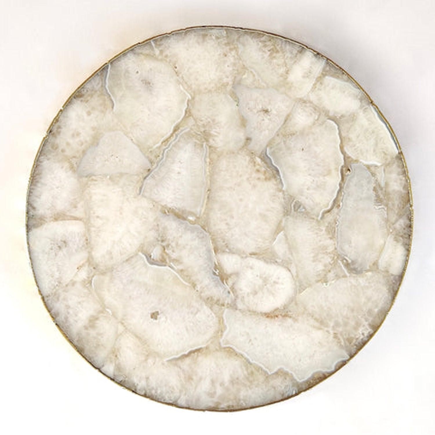 White Crystal Agate Cheese Platter/Tray | Circular | - PRHOMZ