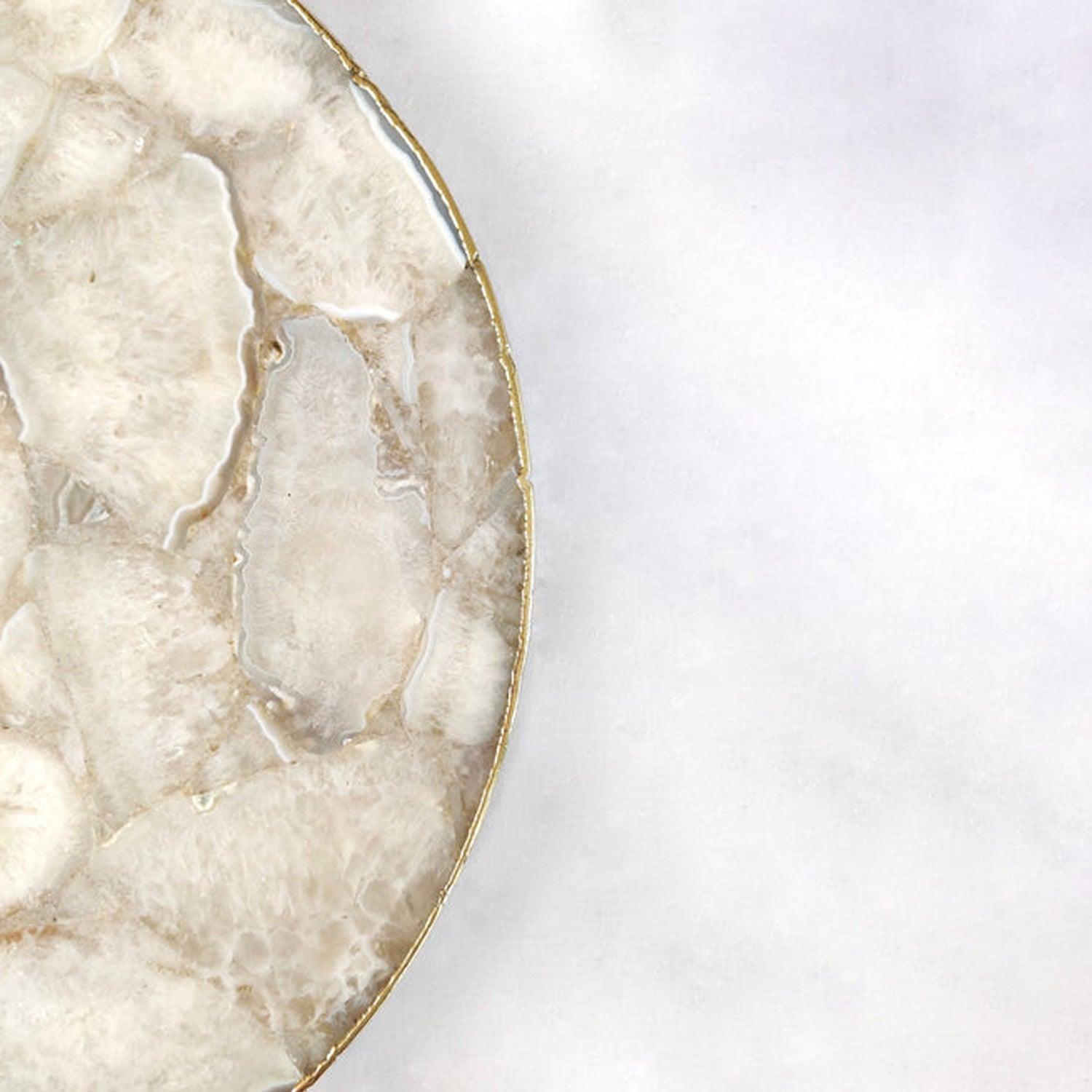 White Crystal Agate Cheese Platter/Tray | Circular | - PRHOMZ